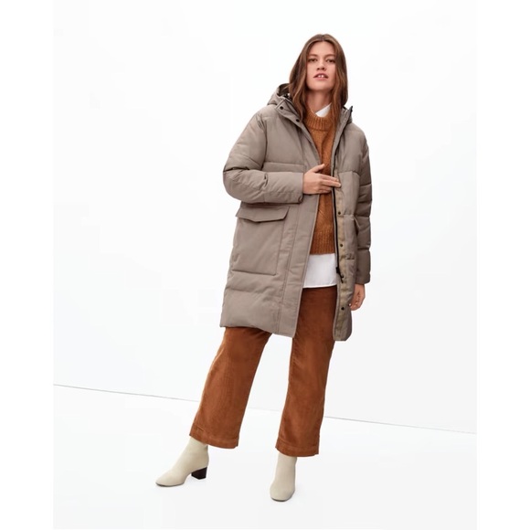Everlane The ReNew Long Puffer Burnt Sugar Taupe Size Small - Picture 2 of 16